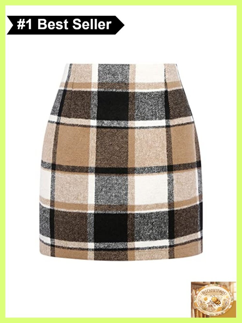 Wool Blend Plaid High Waisted Bodycon Pencil Mini Skirt
